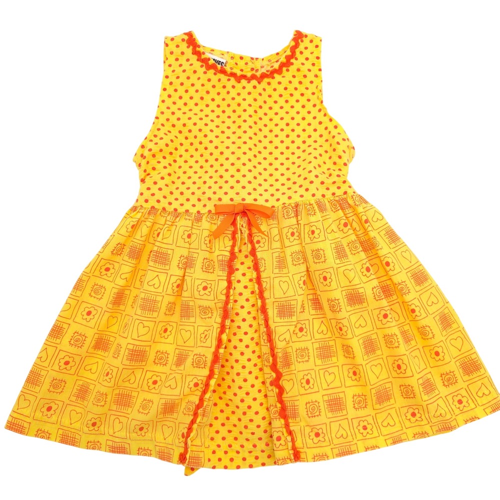 Vintage Miniwaves Polka Dot Heart Flower Dress Toddler Girls 3T